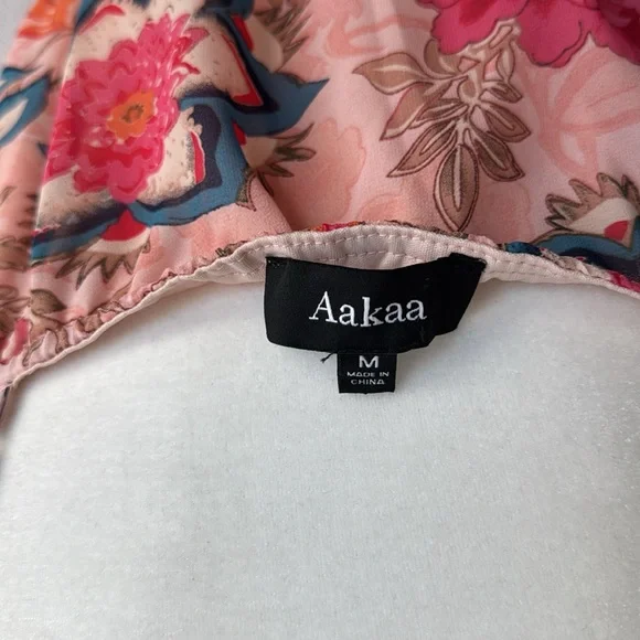 Aakaa Floral Sleeveless Mini Dress with Pink and Blue Hues - Size Medium - Picture 5 of 7